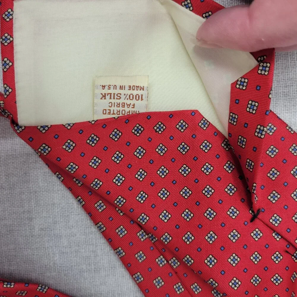 Liberty of London Red Patterned Silk Neck Tie - Picture 6 of 7